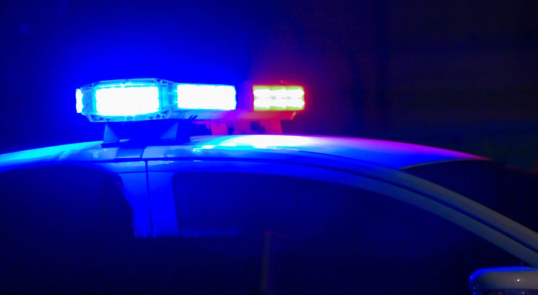 Siren on police car flashing, close-up