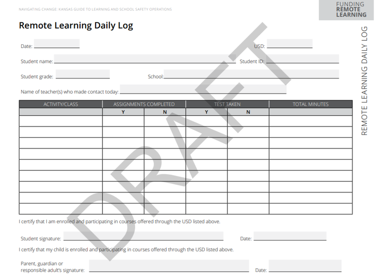 Remote learning log draft