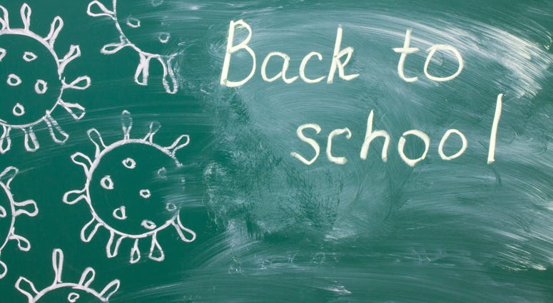 White chalk writing on a green chalkboard - back to school