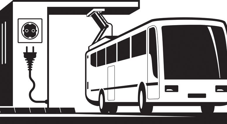 Illustration - electric bus charging station