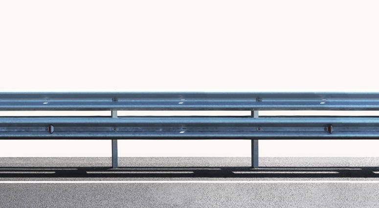 Guard rail panorama isolated on white background