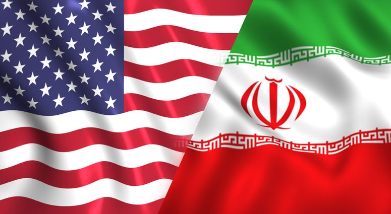 Illustration of U.S. and Iranian flags