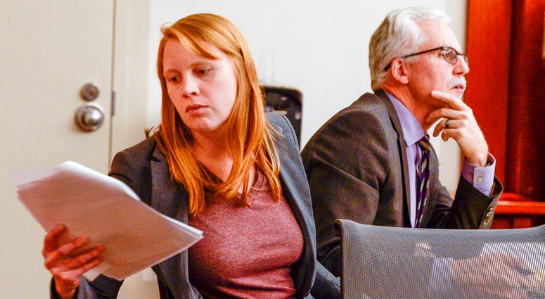 Tilli Buchanan is seen in Judge Kara Pettit's Third District Courtroom with her attorney Randy Richards, Nov. 19, 2019.