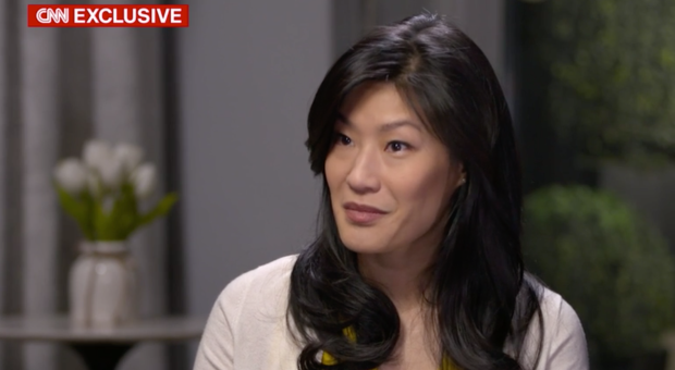 Evelyn Yang seen in a screengrab from an interview with CNN.