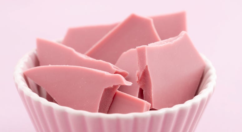 Chunks of pink chocolate