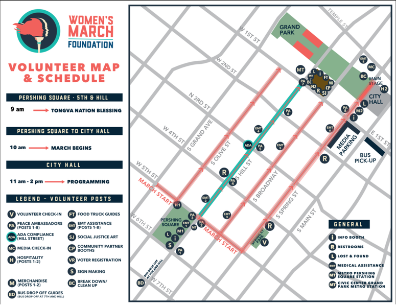 map of women's march DTLA