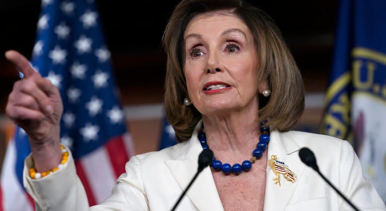 Speaker of the House Nancy Pelosi, D-Calif., meets with reporters during her weekly news conference at the Capitol in Washington, Thursday, Dec. 5, 2019.