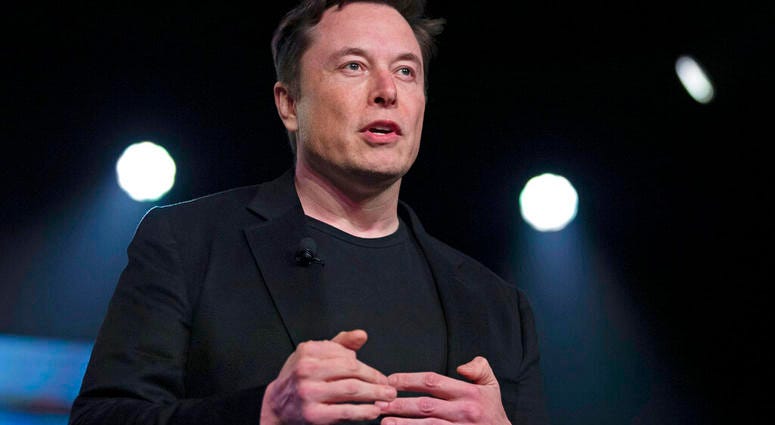 In this March 14, 2019, file photo, Tesla CEO Elon Musk speaks before unveiling the Model Y at Tesla's design studio in Hawthorne, Calif.