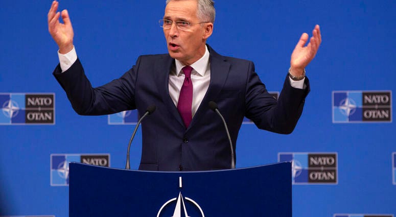 NATO Secretary General, Jens Stoltenberg speaks during a media conference at NATO headquarters in Brussels, Friday, Nov. 29, 2019.