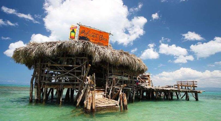 Floyd's Pelican Bar in the middle of the Caribbean Sea