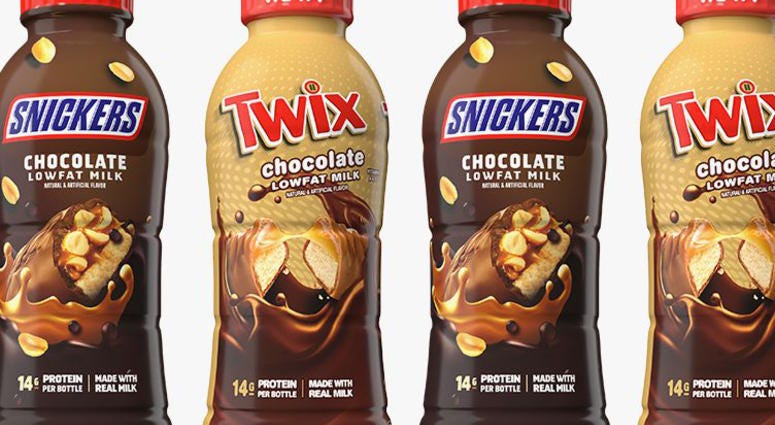 Snickers and Twix chocolate milk