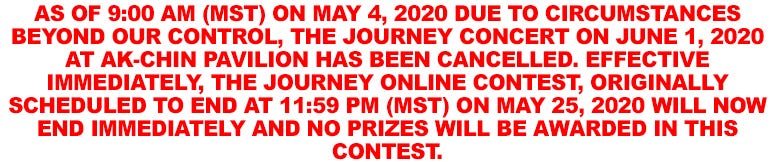 Journey Contest Cancelled