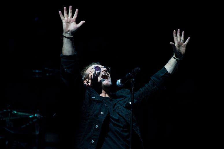 June 13, 2018; Philadelphia, PA, USA; U2 frontman Bono performs during a concert at the Wells Fargo Center. Mandatory Credit: Joe Lamberti/Courier Post via USA TODAY NETWORK