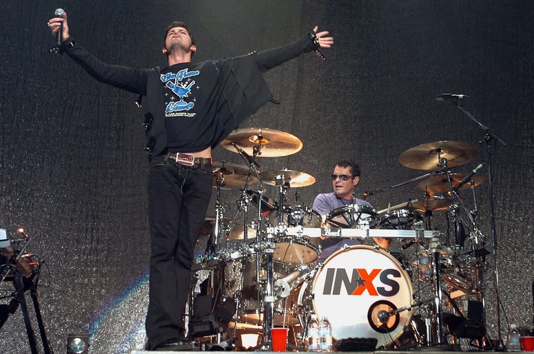 INXS lead singer J. D. Fortune performs during a concert on Monday, January 23, 2006 at the Paramount Theater in Oakland, California. (Photo by Jose Carlos Fajardo/Contra Costa Times)