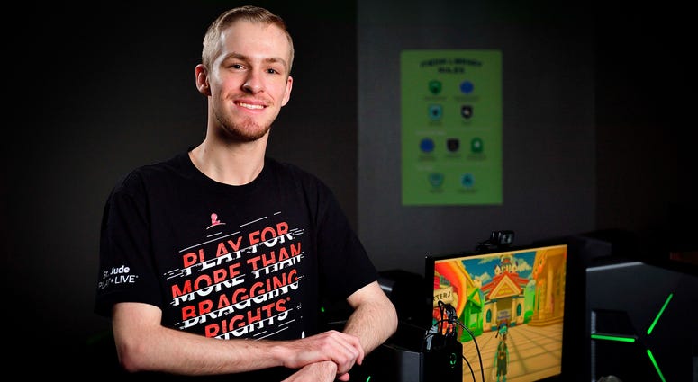 Michael Mairs Michael Mairs, the student fundraising via video games to help fight childhood cancer.