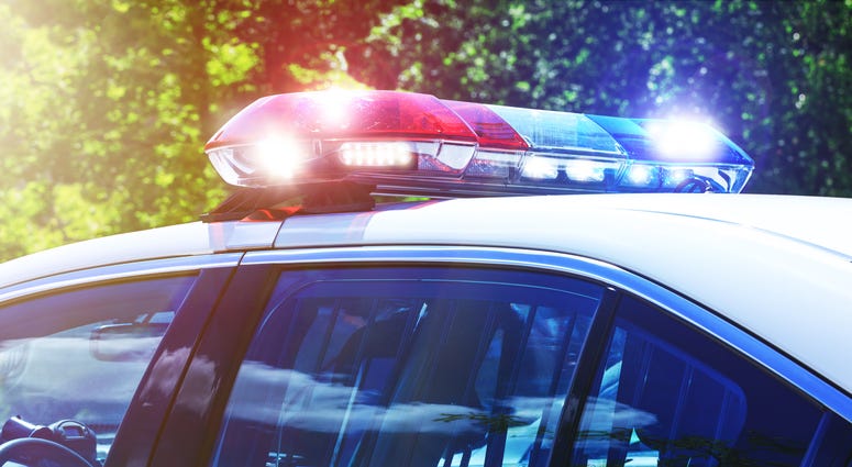 Police car with focus on siren lights Police car with focus on siren lights
