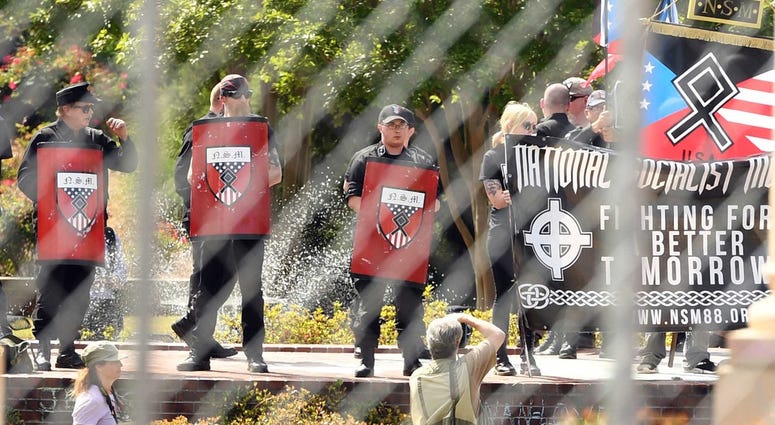 Neo-Nazis protest behind barricades Neo-Nazis protest behind barricades