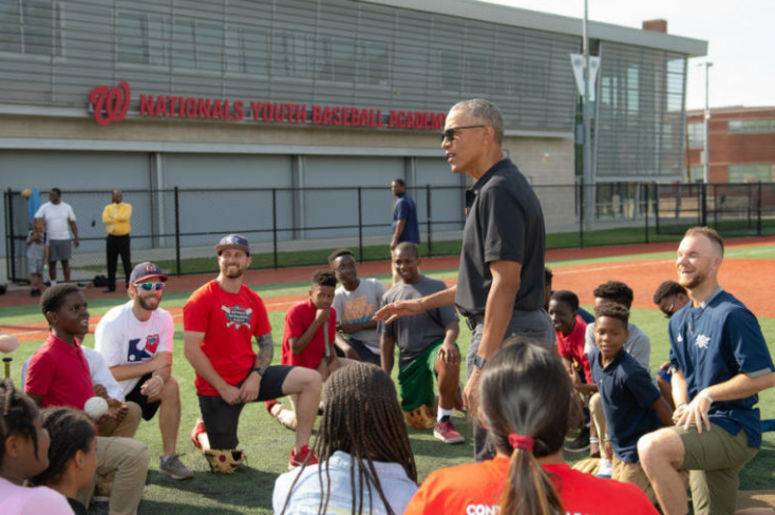 Barack Obama President Obama talks to kids at the Washington Nationals Youth Academy
