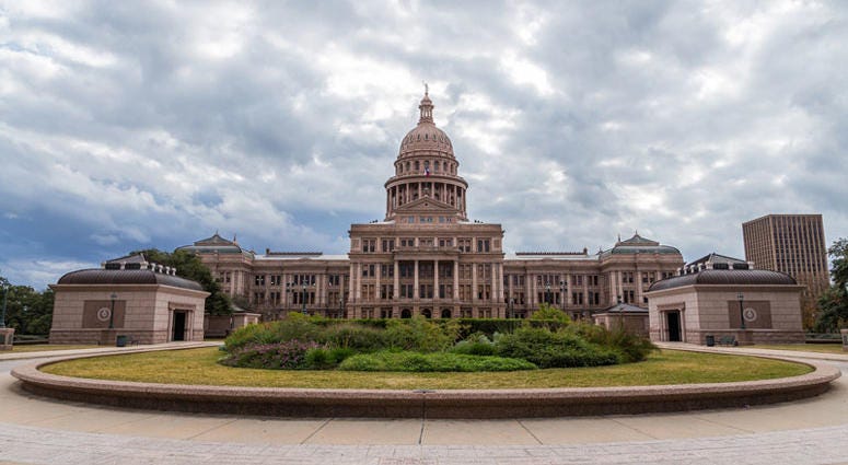 Texas state capital building in cloudy day, Austin. Architecture, congress. Texas state capital building in cloudy day, Austin. Architecture, congress.