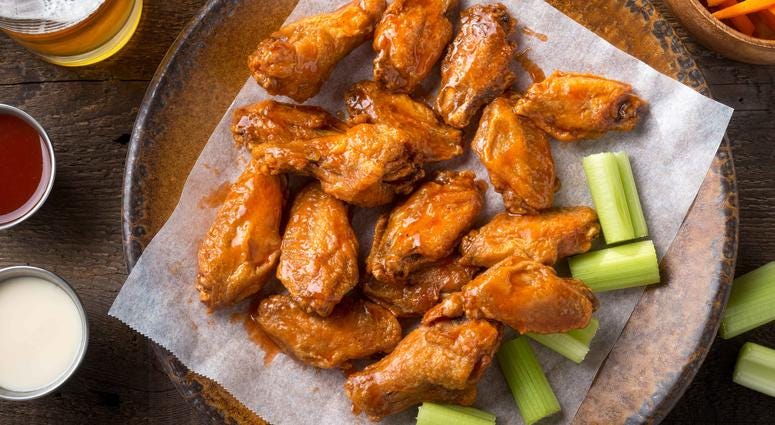 a plate of buffalo wings