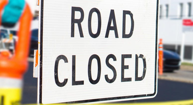 Road closed sign Road closed sign