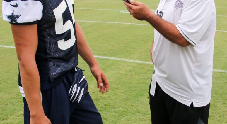 Leighton Vander Esch And Mike Fisher At 2018 Dallas Cowboys Training Camp Leighton Vander Esch And Mike Fisher At 2018 Dallas Cowboys Training Camp