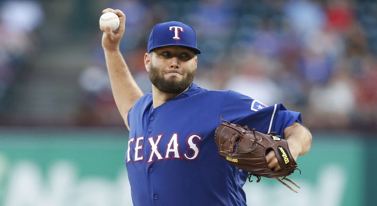May 21, 2019; Arlington, TX, USA; Texas Rangers starting pitcher Lance Lynn (35) throws a pitch in the third inning against the Seattle Mariners at Globe Life Park in Arlington. May 21, 2019; Arlington, TX, USA; Texas Rangers starting pitcher Lance Lynn (35) throws a pitch in the third inning against the Seattle Mariners at Globe Life Park in Arlington.