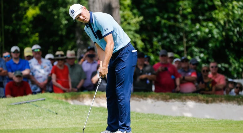 Jordan Spieth Jordan Spieth putts on the fifth green during the first round the Charles Schwab Challenge golf tournament at Colonial Country Club