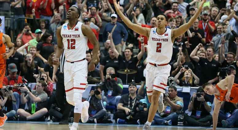 Texas Tech Red Raiders guard Zhaire Smith (2) reacts late in the second half with guard Keenan Evans Texas Tech Red Raiders guard Zhaire Smith (2) reacts late in the second half with guard Keenan Evans