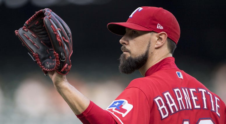 Texas Rangers relief pitcher Tony Barnette Texas Rangers relief pitcher Tony Barnette