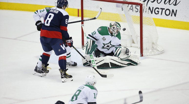 ashington Capitals defenseman John Carlson (74) scores the game winning goal past Dallas Stars goaltender Kari Lehtonen ashington Capitals defenseman John Carlson (74) scores the game winning goal past Dallas Stars goaltender Kari Lehtonen
