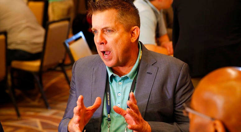 New Orleans Saints head coach Sean Payton New Orleans Saints head coach Sean Payton speaks to the media during the NFC/AFC coaches breakfast during the annual NFL football owners meetings, Tuesday, March 26, 2019, in Phoenix