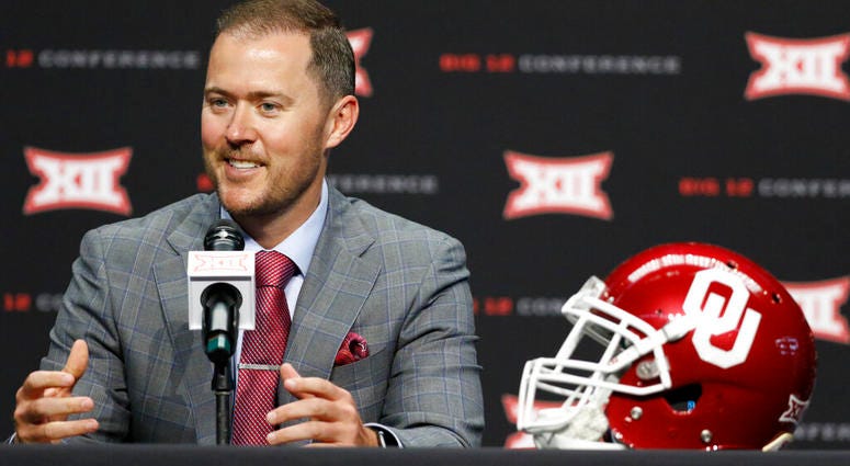 Oklahoma head coach Lincoln Riley Oklahoma head coach Lincoln Riley speaks on the first day of Big 12 Conference NCAA college football media days