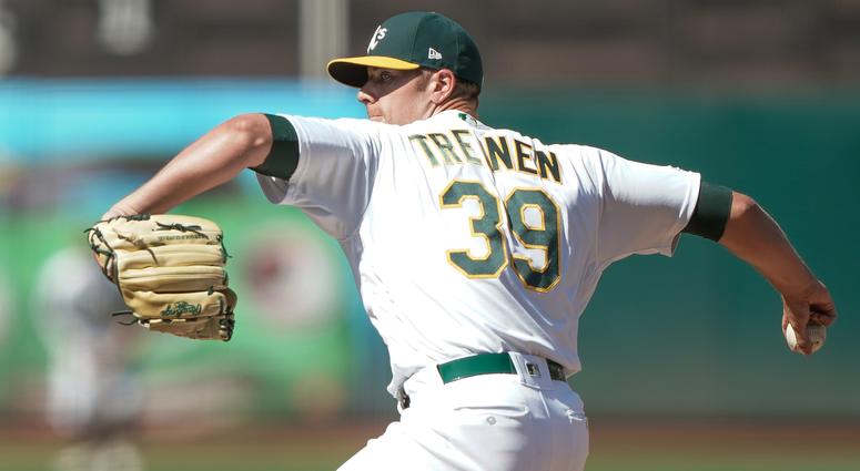 Oakland Athletics relief pitcher Blake Treinen Oakland Athletics relief pitcher Blake Treinen