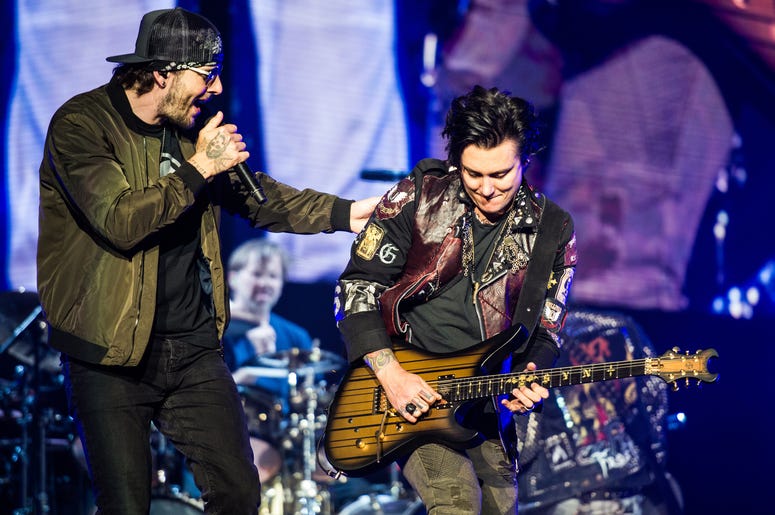M. Shadows and Synyster Gates perform during Avenged Sevenfold's The Stage World Tour M. Shadows and Synyster Gates perform during Avenged Sevenfold's The Stage World Tour