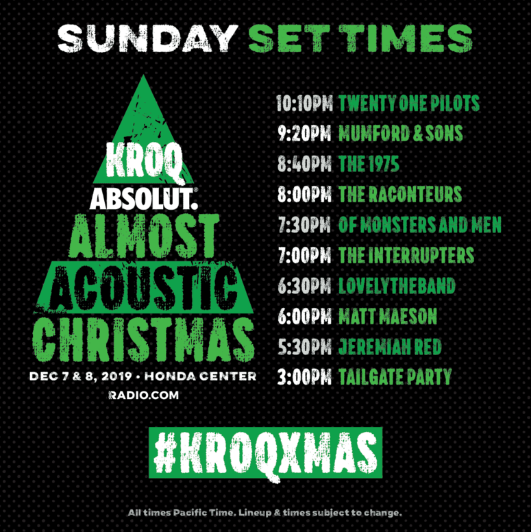 #KROQXMAS Night Two Set Times