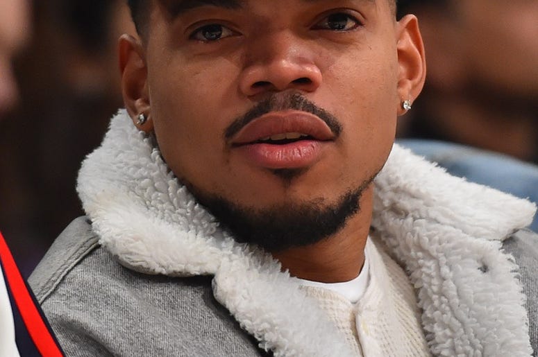 February 18, 2018; Los Angeles, CA, USA; Recording artist Chance The Rapper in attendance during the 2018 NBA All Star Game at Staples Center. Mandatory Credit: Bob Donnan-USA TODAY Sports