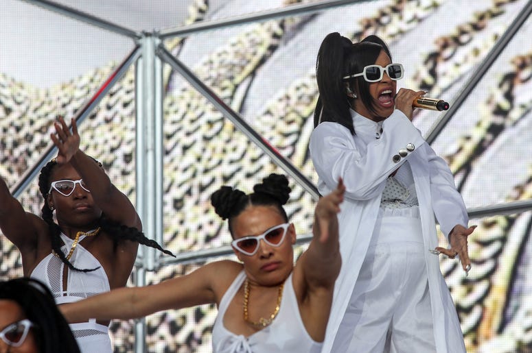 Apr 15, 2018; Indio, CA, USA; Cardi B performs at the Coachella Valley Music and Arts Festival at Empire Polo Club. Mandatory Credit: Jay Calderon/The Desert Sun via USA TODAY NETWORK