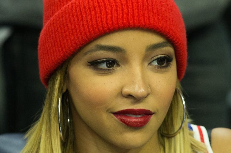 Apr 16, 2018; Philadelphia, PA, USA; Recording artist Tinashe before game two of the first round of the 2018 NBA Playoffs between the Philadelphia 76ers and the Miami Heat at Wells Fargo Center. Mandatory Credit: Bill Streicher-USA TODAY Sports