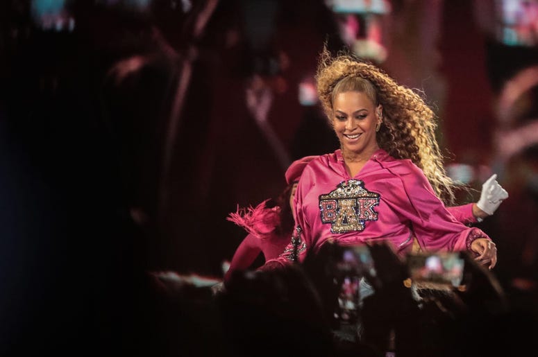 Apr 21, 2018; Indio, CA, USA; Beyonce performs during the Coachella Valley Music and Arts Festival at Empire Polo Club. Mandatory Credit: Richard Lui/The Desert Sun via USA TODAY NETWORK
