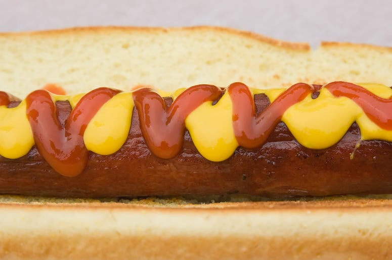 Hot dog on a bun