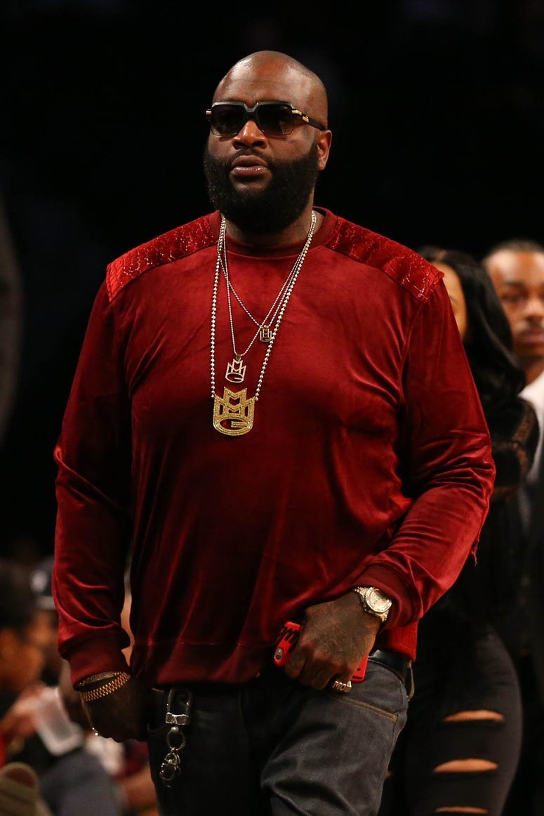 Dec 1, 2015; Brooklyn, NY, USA; American rapper Rick Ross at the game between the Brooklyn Nets and the Phoenix Suns at Barclays Center. Brooklyn Nets won 94-91.