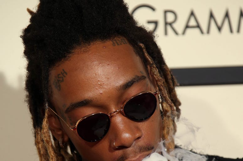 Feb 15, 2016; Los Angeles, CA, USA; Wiz Khalifa arrives on the red carpet during the 58th Grammy Awards at the Staples Center. Mandatory Credit: Dan MacMedan-USA TODAY NETWORK