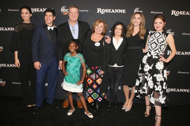 23 March 2018 - Burbank, California - Whitney Cummings, Michael Fishman, John Goodman, Roseanne Barr, Sarah Gilbert, Sarah Chalke, Emma Kenney, Jayden Rey. "Roseanne" Premiere Event held at Walt Disney Studios. Photo Credit: F. Sadou/AdMedia