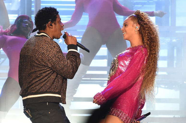 INDIO, CA - APRIL 21: Jay-Z performs with Beyonce at the 2018 Coachella Valley Music And Arts Festival at Indio Polo Grounds on April 21, 2018 in Indio, California. (Photo by Frank Micelotta/PictureGroup/Sipa USA)