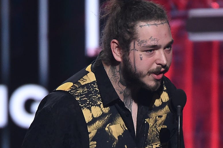 LAS VEGAS, NV - MAY 20: Post Malone accepts an award at the 2018 Billboard Music Awards at MGM Grand Garden Arena on May 20, 2018 in Las Vegas, Nevada. (Photo by Frank Micelotta/PictureGroup/Sipa USA)