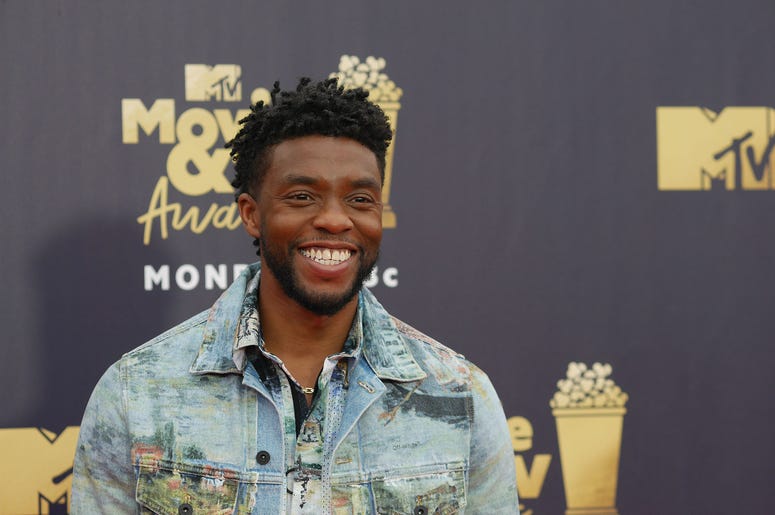 6/16/2018 - Chadwick Boseman attending the 2018 MTV Movie and TV Awards held at the Barker Hangar in Los Angeles, USA. PRESS ASSOCIATION Photo. Picture date: Saturday June 16, 2018. Photo credit should read: Francis Specker/PA Wire (Photo by PA Images/Sip