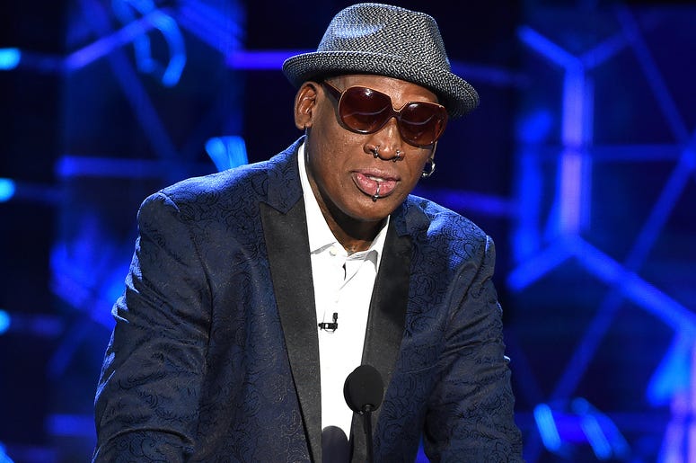 LOS ANGELES - JULY 14: Dennis Rodman onstage at the "Comedy Central Roast of Bruce Willis" at the Hollywood Palladium on July 14, 2018 in Los Angeles, California. (Photo by Frank Micelotta/PictureGroup/Sipa USA)