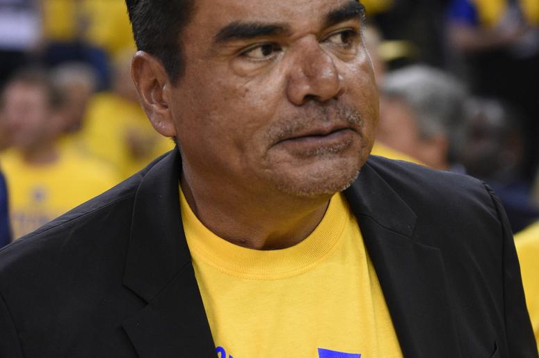 May 27, 2015; Oakland, CA, USA; Comedian George Lopez during the game between the Golden State Warriors and Houston Rockets in game five of the Western Conference Finals of the NBA Playoffs. at Oracle Arena. Mandatory Credit: Kyle Terada-USA TODAY Sports