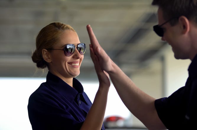 Happy Police High Five